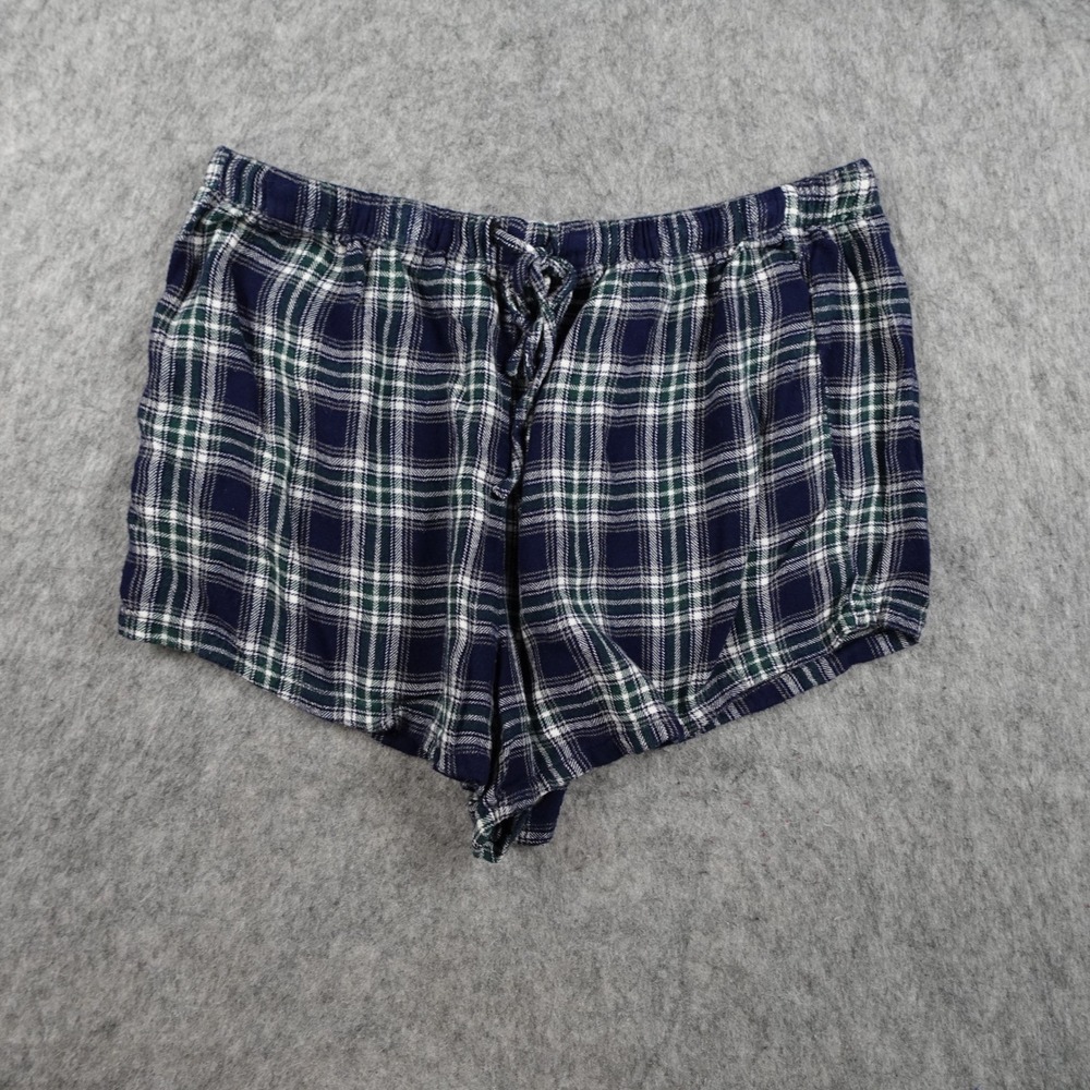 Rails Pajama Shorts Women Medium Navy Plaid Drawstring Sleepwear PJ Flannel